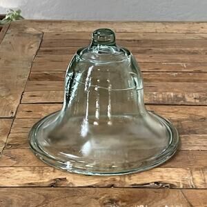 Antique Hand-blown Green Glass Garden French Cloche Plant Bell Jar Dome 8" Tall